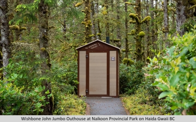 Wishbone John Jumbo Outhouse at Naikoon Provincial Park on Haida Gwaii BC